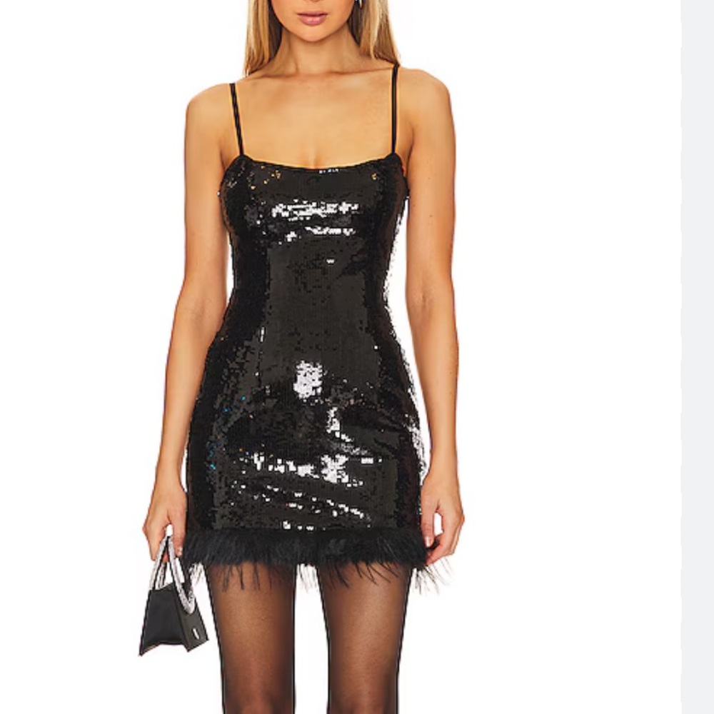 Bardot laurel faux fur trim sleeveless sequin mini dress - new with tags sz m